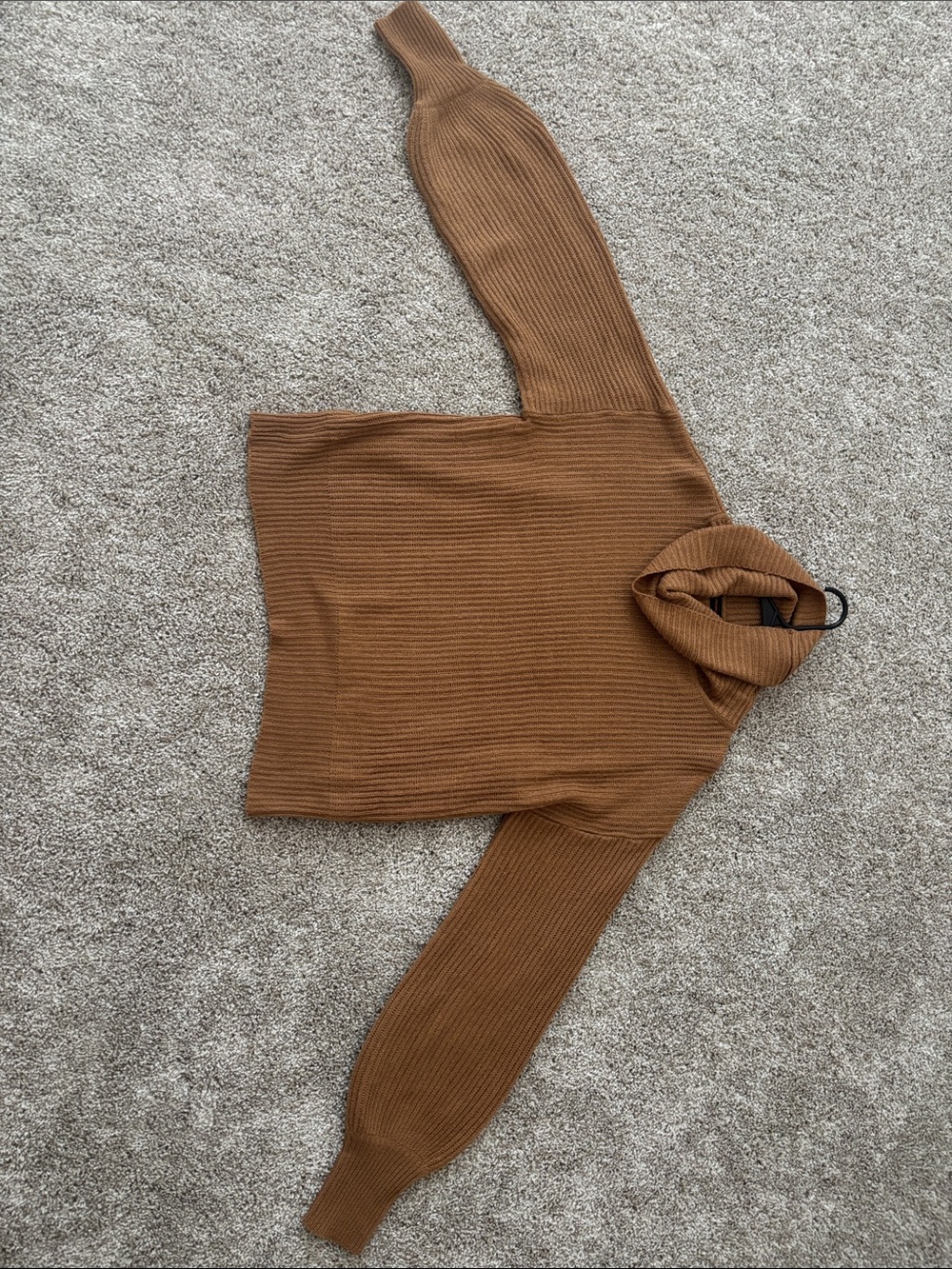 Cozy Ribbed Turtleneck Sweater in Camel Brown